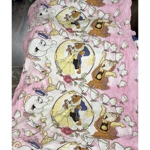Vintage 90's Beauty And the Beast Comforter Disney Childhood Blanket Retro